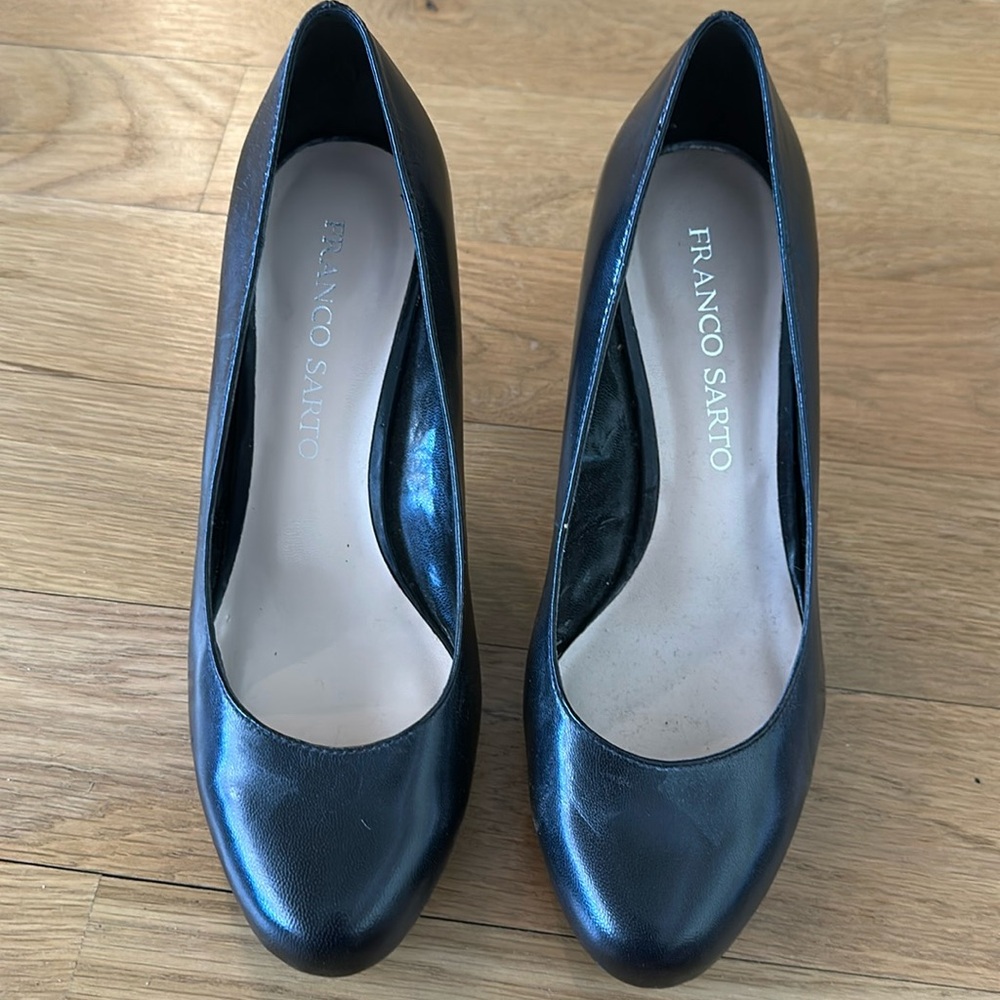 Franco Sarto black leather heels